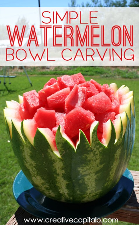 Watermelon Bowl Carving- just a few simple steps to make your next potluck more exciting!