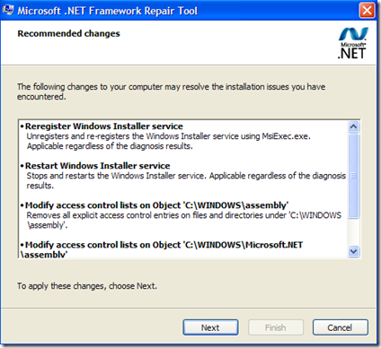 Microsoft. NET Framework Repair Tool