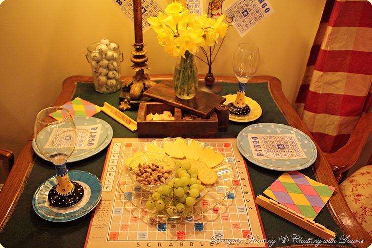 Game Night Tablescape-Bargain Hunting & Chatting with Laurie