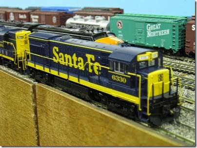 IMG_5378 Atchison, Topeka & Santa Fe U30B #6330 on the LK&R HO-Scale Layout at the WGH Show in Portland, OR on February 17, 2007