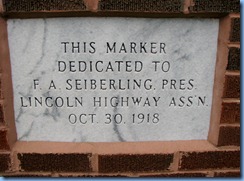 3807 Ohio - Oceola, OH - Lincoln Highway (County Road 330) - brick pillar dedicated to Seiberling