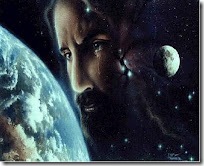 Jesus olhando a terra do universo