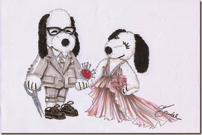 Peanuts X Metlife - Snoopy and Belle in Fashion by J. Mendel