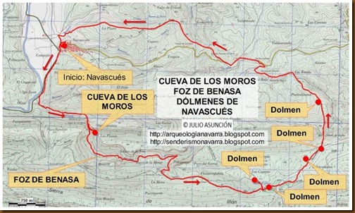 Mapa Cueva de los Moros - Foz de Benasa - Dólmenes de Navascués