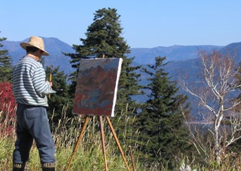 artist painting easels