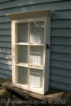 repurposed window cabinet