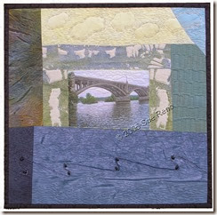 The Old Bridge, art quilt by Sue Reno