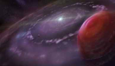 ilustração do sistema planetário HR 8799