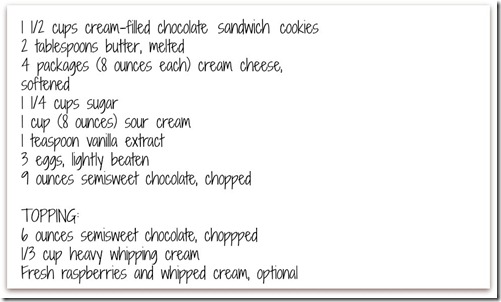 Chocolate Raspberry Cheesecake Ingredients