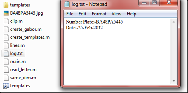 log file content to store the number plates log file content to store the number plates