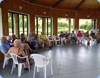 Some of our members relaxing to the music in the lovely Okura Country Club's Community Hall.