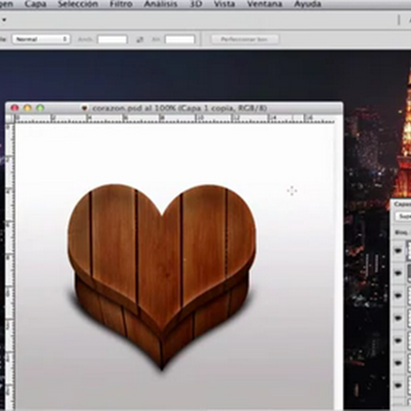 Crear un ícono de caja de madera con forma de corazón