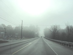 11.2011 Maine Otisfield foggy morning from inside car 2