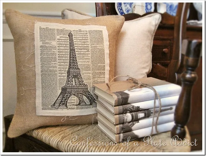 CONFESSIONS OF A PLATE ADDICT Vintage Eiffel Tower Pillow