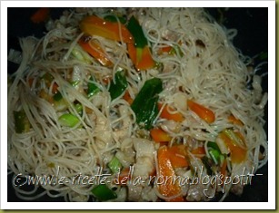 Vermicelli di riso saltati con maiale, verdure, zenzero e peperoncino verde piccante (12)