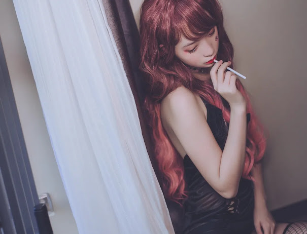 Coser@疯猫ss 黑色吊带袜