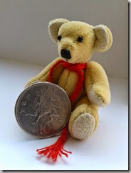 Tiny Plush Bear with 10 pence piece