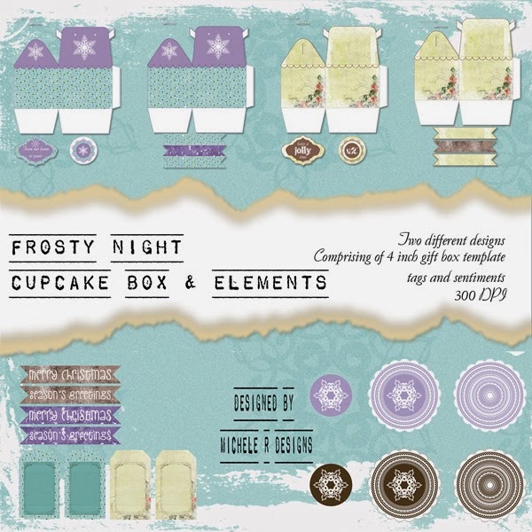 Frosty Night Cupcake Box Front Sheet