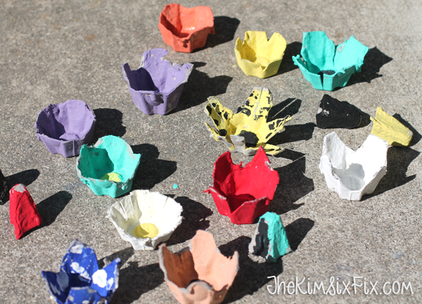 Painted egg carton flowers