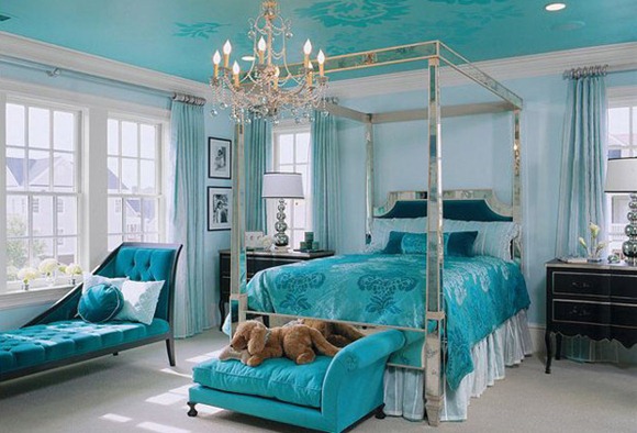 dormitorios en tonos color azul
