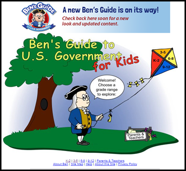 Ben’s Guide – This is a US government based site with lots of information about the services provided by the government, processes used to create laws and elect representatives.  The site is conveniently broken down by grade levels to make differentiation easier. 
