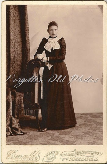 Young gal  Big Bow dark dress Tin Ceiling PRCabinet Card