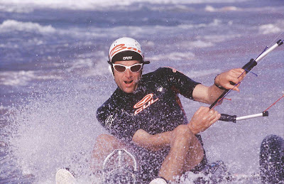 Kite traction in Iles-de-la-Madeleine, Quebec. 