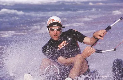 Kite traction in Iles-de-la-Madeleine, Quebec. 