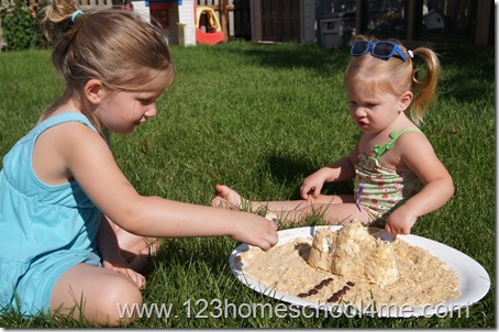 A sand castle snack for kids