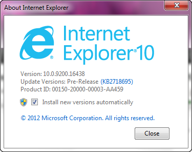 IE10 preview on Win7 automatic updates