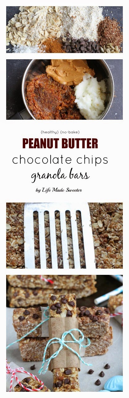 {healthy}{no-bake} Peanut Butter Chocolate Chips Granola Bars by @LifeMadeSweeter.jpg