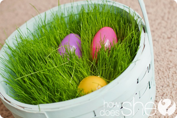 Easter grass in a basket