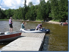 7228 Restoule Provincial Park - Peter, Janette and Bill launching Peter's inflatable rubber boat