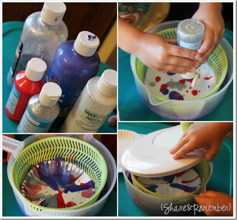 4th of July Spin Art Craft steps