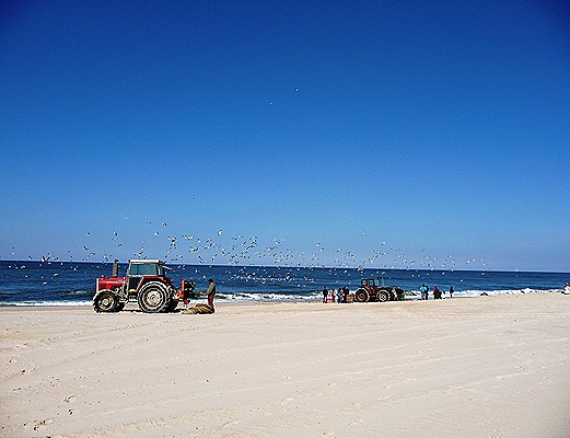 trator na pescaria praia de Mira