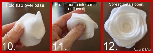 felt flower tutorial step 10,11,12