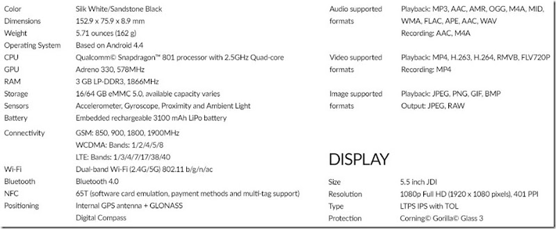OnePlus+specifications