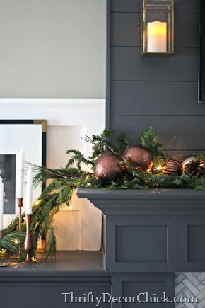 brown ornaments with garland