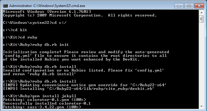 Cài đặt Ruby Dev Kit