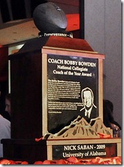 Bobby Bowden Coach of Year trophy 2009