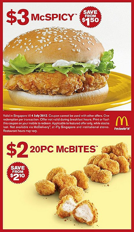 MCDONALDS OFFER BIG BREAKFAST $3 MCSPICY CHICKEN BURGER CHICKEN MCBITES 20 PC $2 DEAL SINGAPORE SALE  not valid with other offers or for McDelivery, schools and iFLY