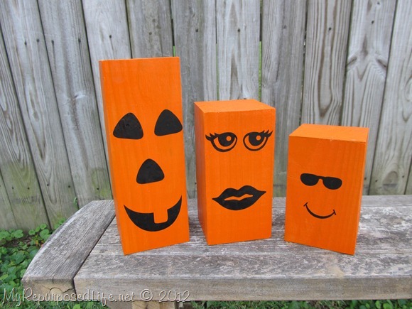 4x4 repurposed jack-o-lantern halloween decorations