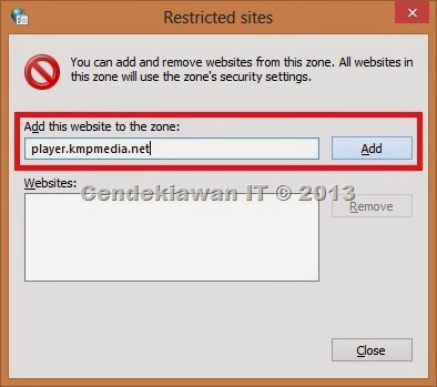 Internet Option - Security Tab - Restricted sites