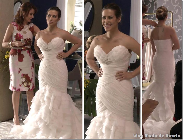 moda da novela salve jorge - bianca experimentando vestido de noiva capítulo 23 de novembro de 2012