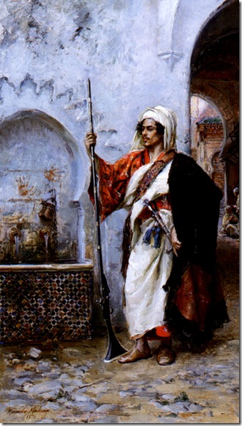 Ricardo de Madrazo y Garreta - Arab Warrior by a Fountain 1878 Oil on Panel-huge
