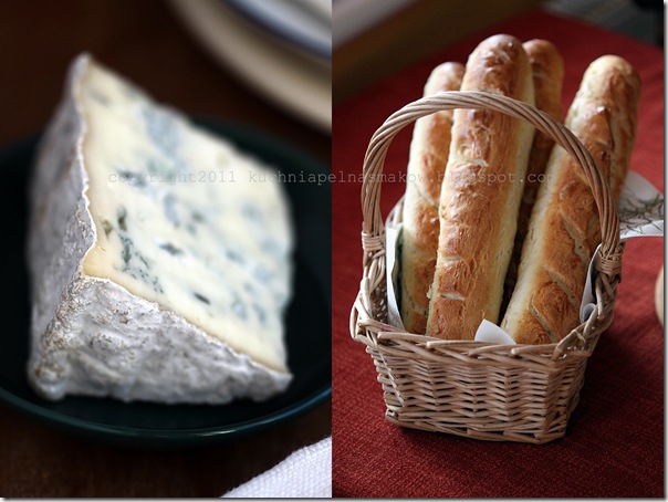 bagietki z serem pleśniowym i konfiturą gruszkowo-cytrynową