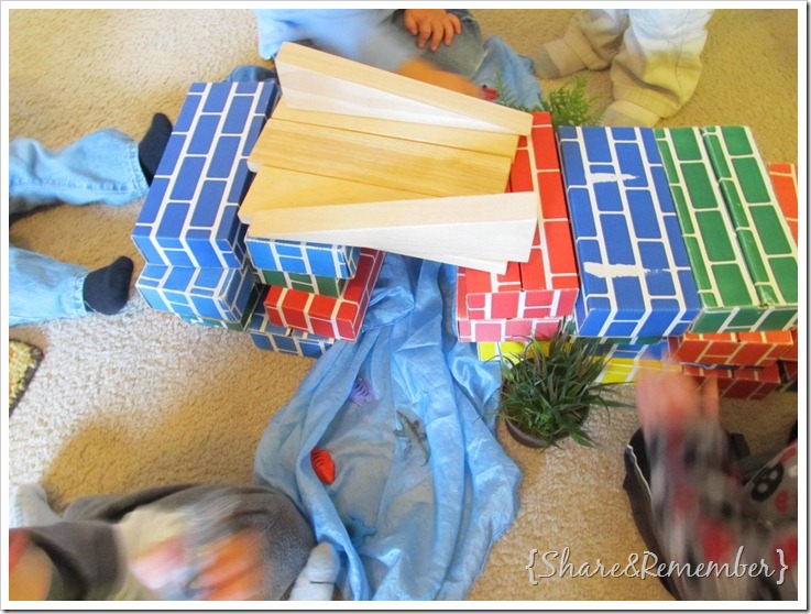 building bridges with blocks in preschool