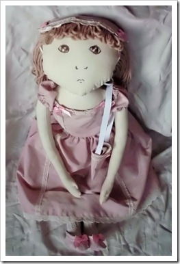 Brown Eyes - Cloth Doll in Pink Outfit
