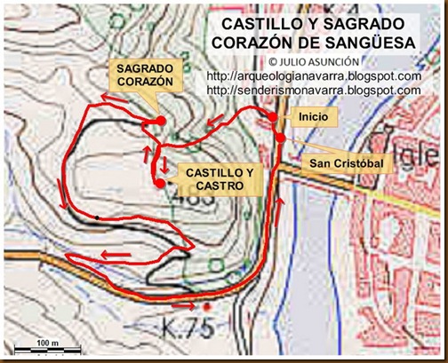 Mapa Castillo y Sagrado Corazón de Sangüesa