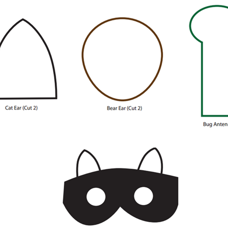 Moldes de orejas para imprimir y hacer mascaras, gato, osos